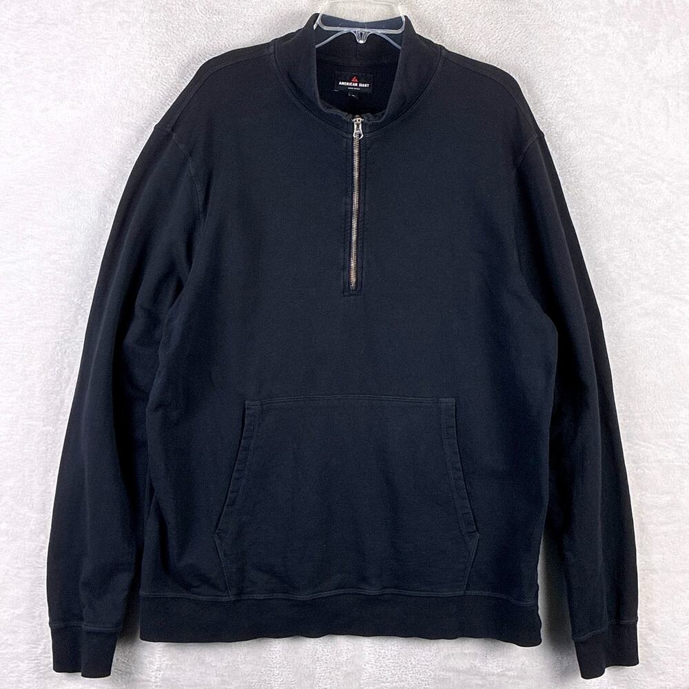 American Giant Sweater Mens XL Black Half Zip Pullover Preppy Classic Gym USA
